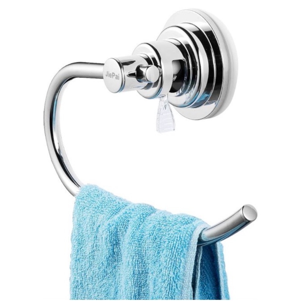 JiePai Vacuum Suction Cup Towel Holder Wall Mount Ring – Polished Chrome